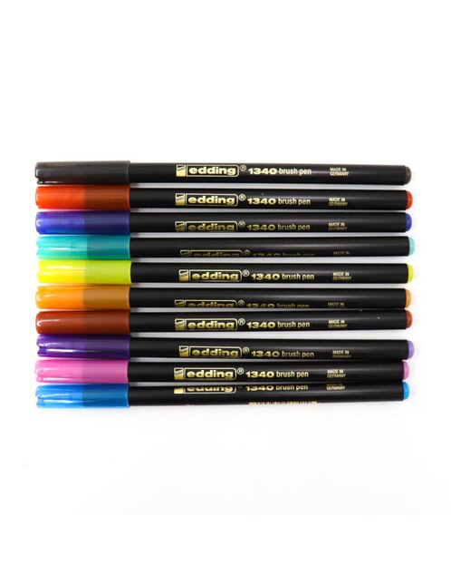 Plumones pincel Edding Brush 10 colores