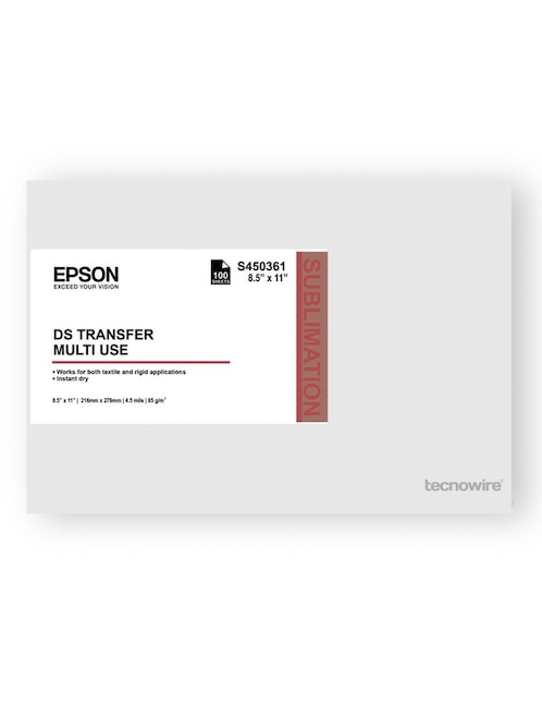 Papel para sublimación Epson tamaño carta 100 Hojas