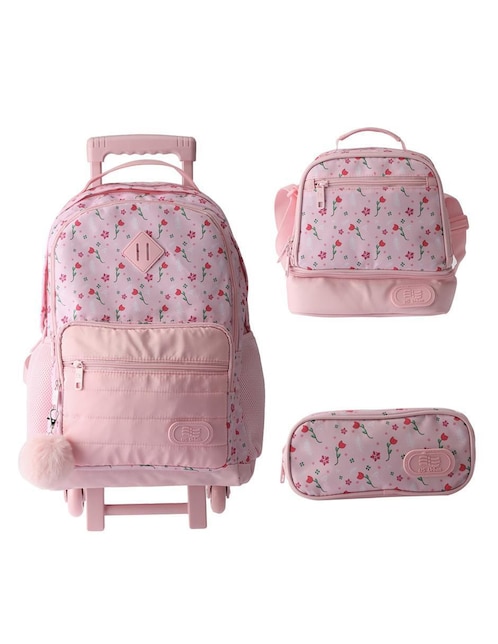 Set mochila escolar Us Urban Flores unisex
