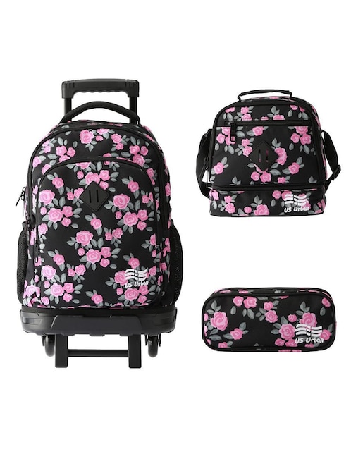 Set mochila escolar Us Urban Flores unisex