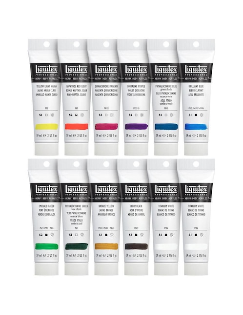 LIQUITEX Set de pinturas acrílicas Liquitex Heavy Body 12 piezas