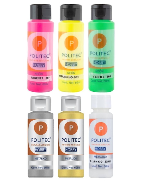 Set pintura acrílica Politec Hobby 6 piezas