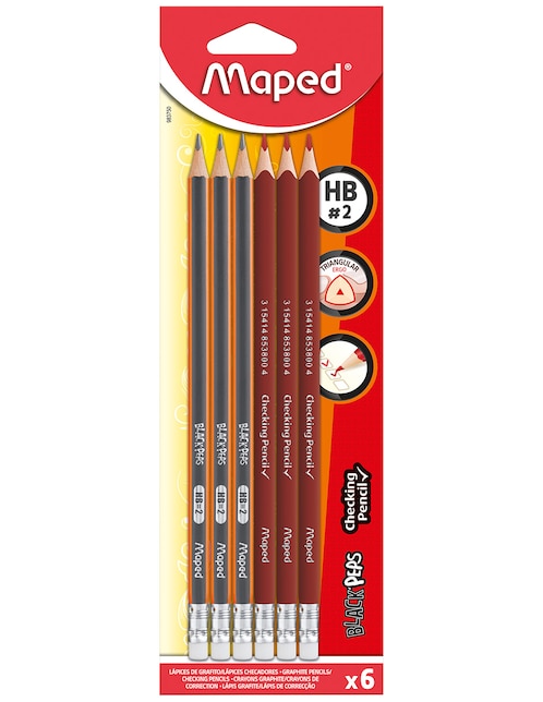 Lápices de color Grafito triangular HB 6 piezas 1