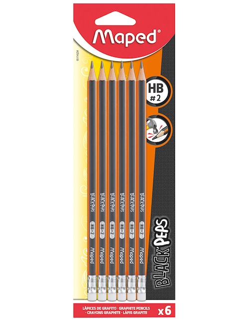 MAPED Set lápiz Maped Black Peps triangular 2H 6 piezas