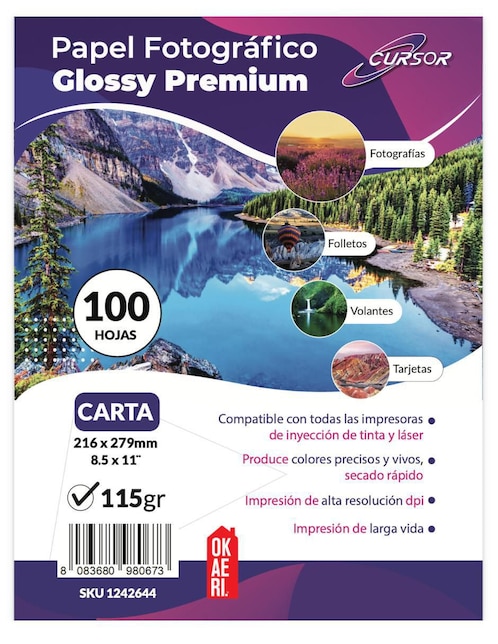 Papel fotográfico carta 120 g