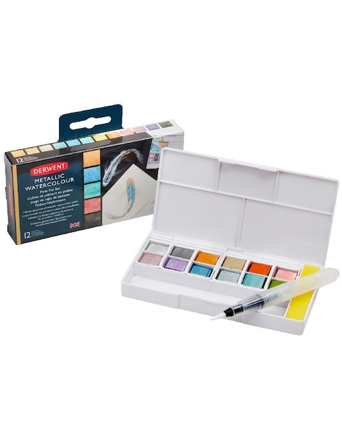 Acuarelas pastilla Derwent 12 colores