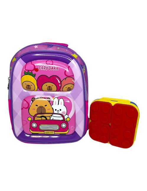 Set mochila casual Soficute Capibara para niña