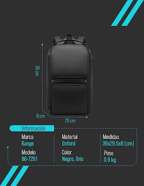 Mochila con portalaptop Bange impermeable para hombre