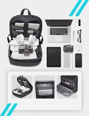 Mochila con portalaptop Bange impermeable para hombre
