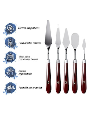 Set espátulas para pintar 5 piezas Arterox de acero inoxidable