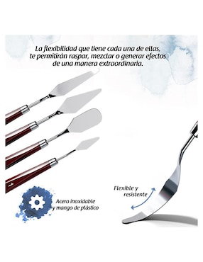Set espátulas para pintar 5 piezas Arterox de acero inoxidable