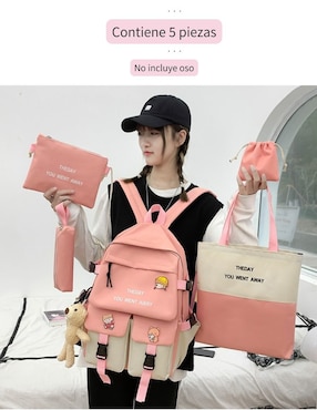 Set mochila escolar Likëpink impermeable unisex