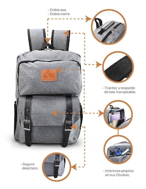 Mochila con portalaptop Idea Nuova impermeable unisex