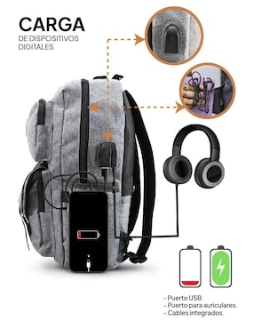 Mochila con portalaptop Idea Nuova impermeable unisex