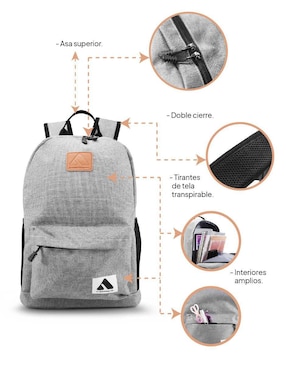 Mochila con portalaptop Idea Nuova impermeable unisex