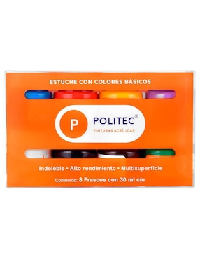 Pintura acrílica Politec Línea 300 8 piezas