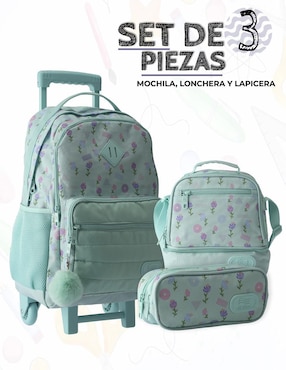 Set mochila escolar Us Urban Flores unisex