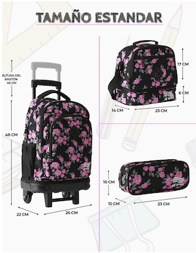 Set mochila escolar Us Urban Flores unisex