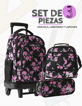 Set mochila escolar Us Urban Flores unisex