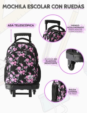 Set mochila escolar Us Urban Flores unisex