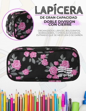 Set mochila escolar Us Urban Flores unisex