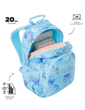 Mochila con portalaptop Totto Acuarela para niña