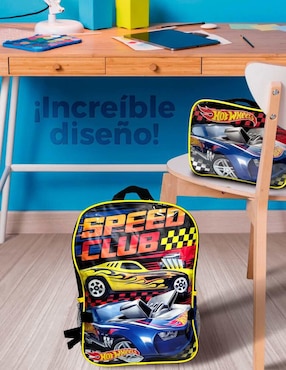 Set mochila escolar Hot Wheels Hot Wheels Speed Club para niño