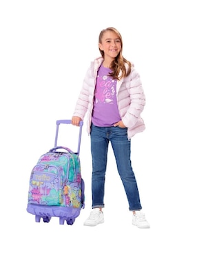 Mochila con ruedas escolar Totto Rue Bomper impermeable para niña