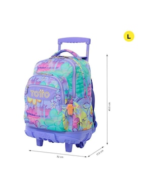 Mochila con ruedas escolar Totto Rue Bomper impermeable para niña