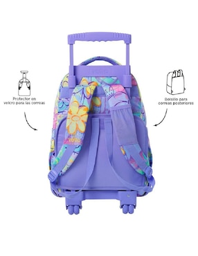 Mochila con ruedas escolar Totto Rue Bomper impermeable para niña