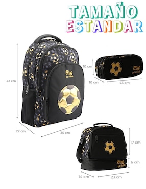 Set mochila escolar Soccer Us Urban Balón Dorado para niño