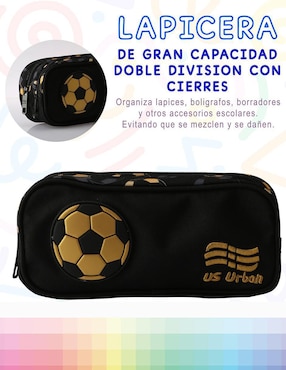 Set mochila escolar Soccer Us Urban Balón Dorado para niño