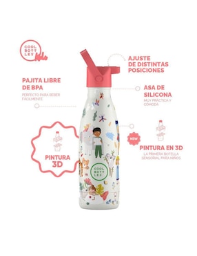 Termo Cool Bottles de acero inoxidable Kids con tapa rosca 350 ml