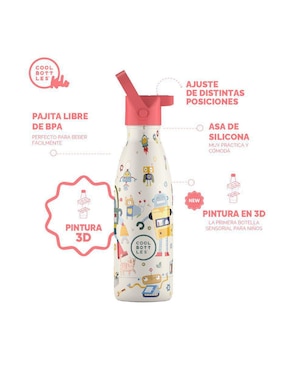 Termo Cool Bottles de acero inoxidable Kids con tapa rosca 350 ml