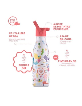 Termo Cool Bottles de acero inoxidable Kids Dulces Sirenas con tapa rosca 350 ml