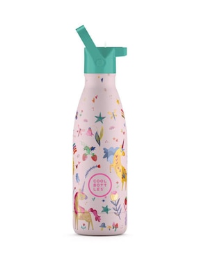Termo Cool Bottles de acero inoxidable Kids Unicornios Divertidos con tapa rosca 350 ml