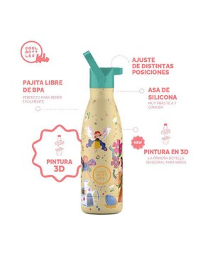 Termo Cool Bottles de acero inoxidable Kids Hadas Magicas con tapa rosca 350 ml