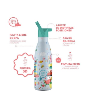 Termo Cool Bottles de acero inoxidable Kids Candy Land con tapa rosca 350 ml