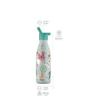 Termo Cool Bottles de acero inoxidable Kids Reino de princesa con tapa rosca 350 ml