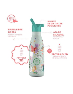 Termo Cool Bottles de acero inoxidable Kids Reino de princesa con tapa rosca 350 ml