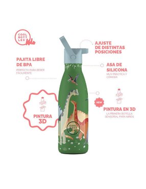 Termo Cool Bottles de acero inoxidable Kids con tapa rosca 350 ml