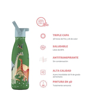 Termo Cool Bottles de acero inoxidable Kids con tapa rosca 350 ml