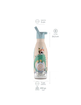 Termo Cool Bottles de acero inoxidable Kids con tapa rosca 350 ml