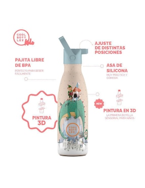 Termo Cool Bottles de acero inoxidable Kids con tapa rosca 350 ml