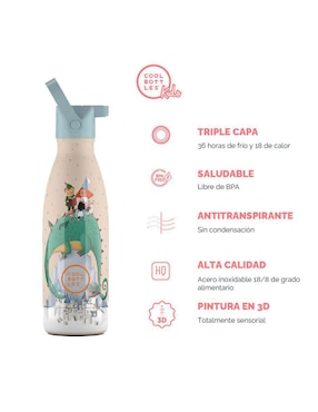 Termo Cool Bottles de acero inoxidable Kids con tapa rosca 350 ml