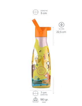 Termo Cool Bottles de acero inoxidable Kids Jungle Park con tapa rosca 260 ml