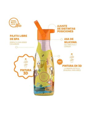 Termo Cool Bottles de acero inoxidable Kids Jungle Park con tapa rosca 260 ml