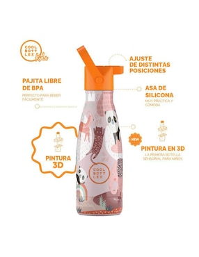 Termo Cool Bottles de acero inoxidable Kids Panda Gang con tapa rosca 260 ml