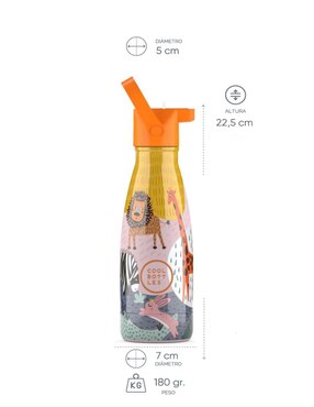 Termo Cool Bottles de acero inoxidable Kids Savannah Kingdom con tapa rosca 260 ml
