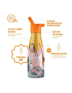 Termo Cool Bottles de acero inoxidable Kids Savannah Kingdom con tapa rosca 260 ml